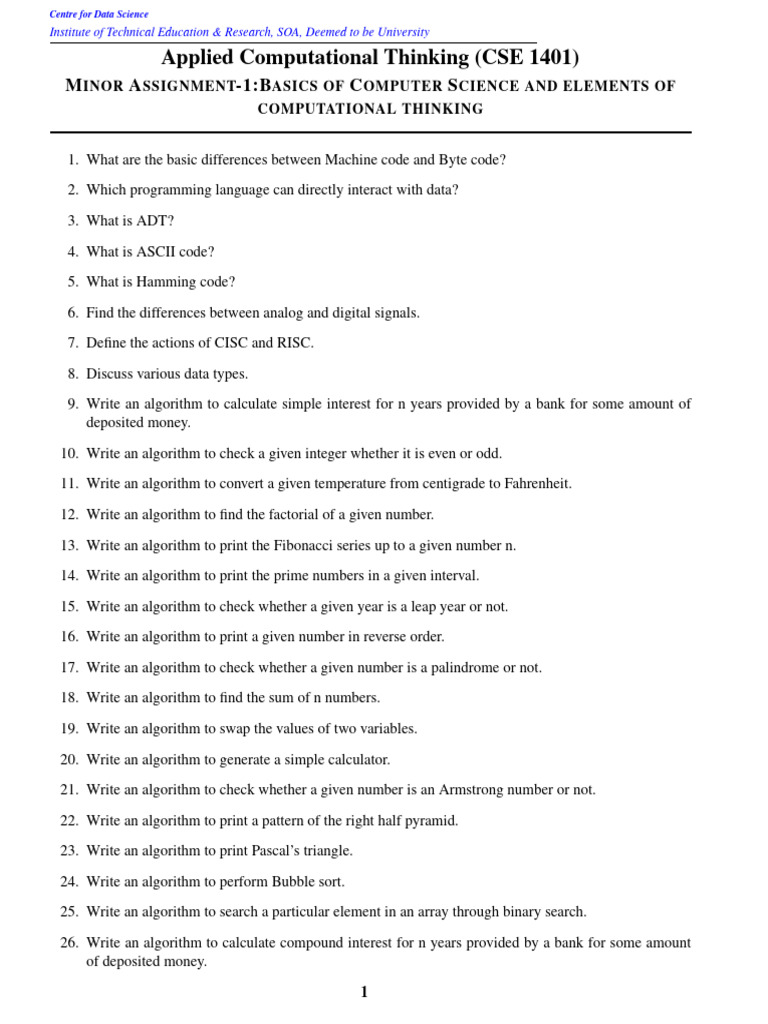 ACT - Minor Assignment 1 | PDF