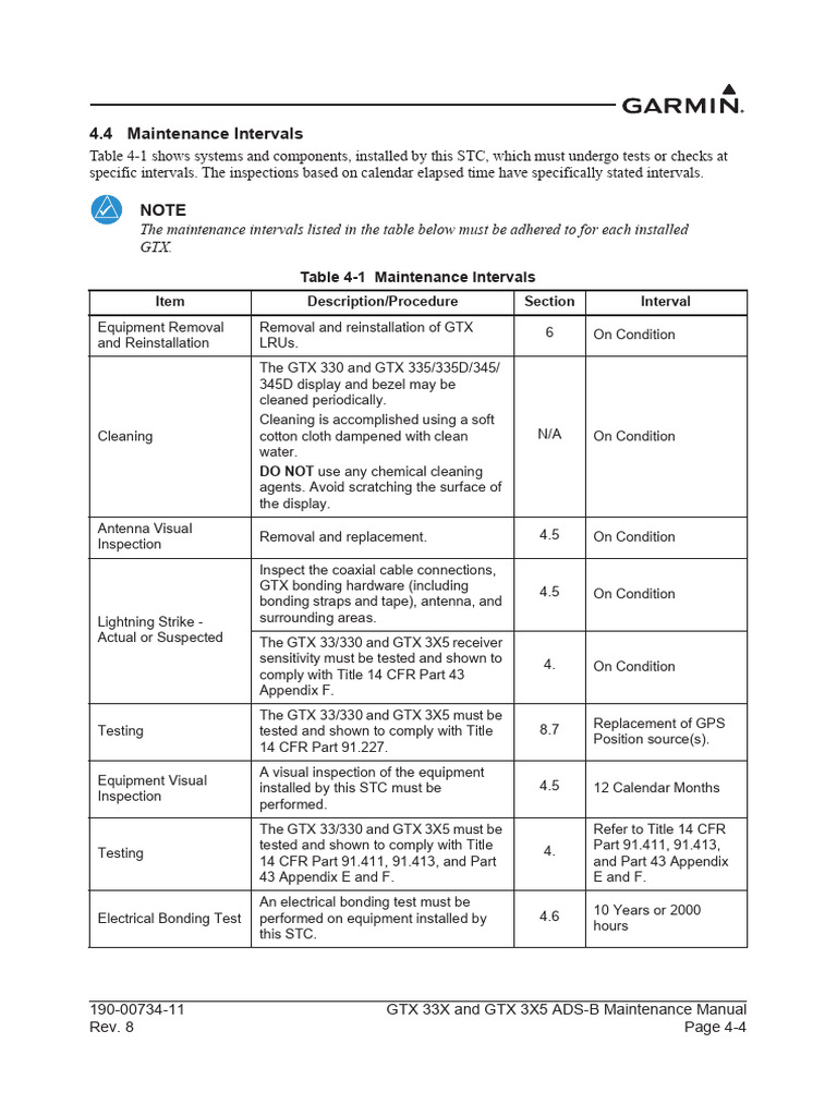 190-00734-11 - 08 - 4.1 Maintenance Intervals | PDF