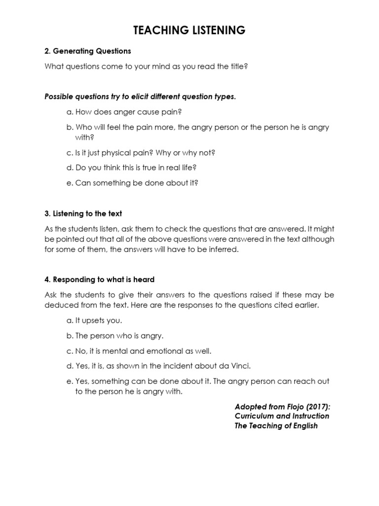Teaching Listening Skills Through Questions | PDF