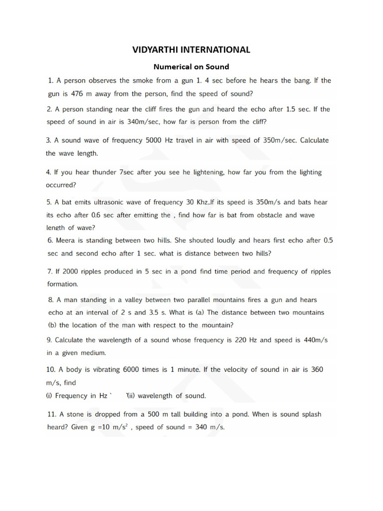 Numerical Problems on Sound | PDF