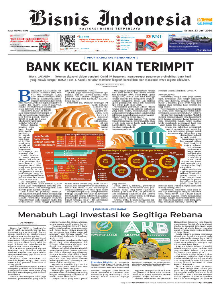 Penurunan Laba Bank Kecil 2020 | PDF