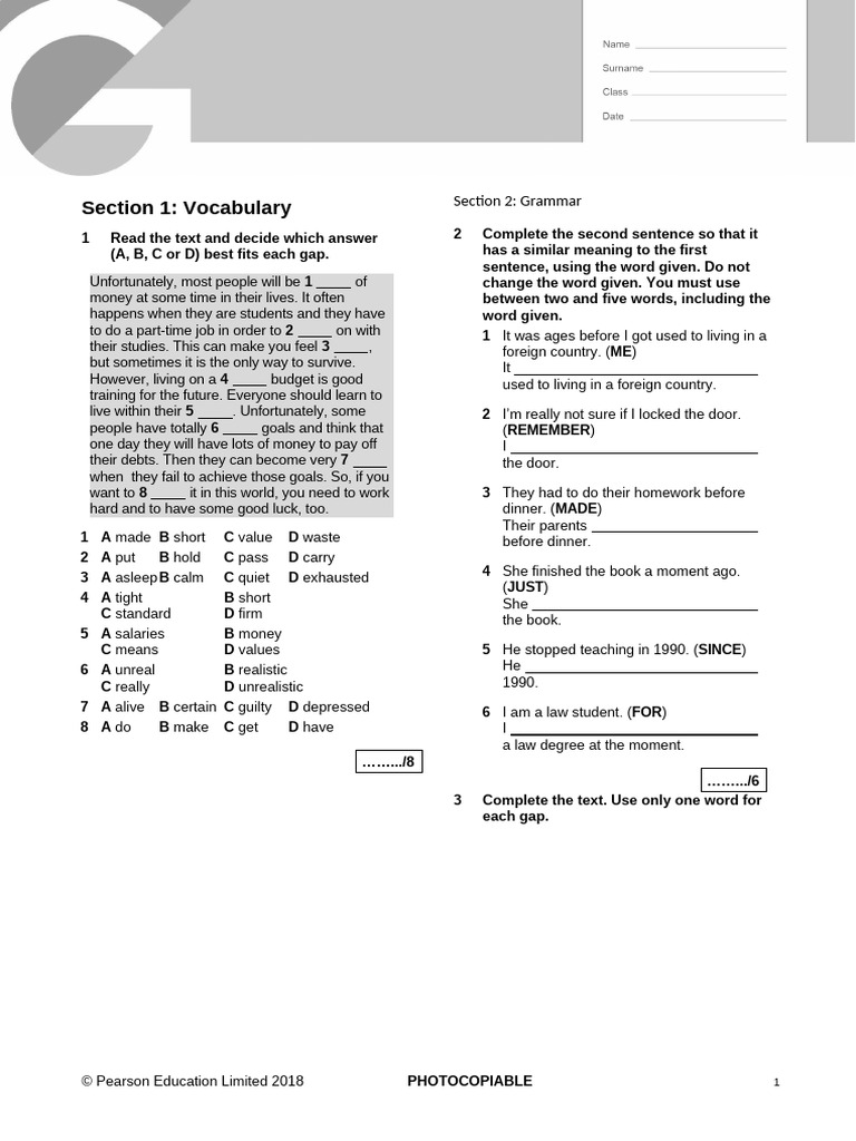 Gold B2 First NE PT01 | PDF | Sibling | Psychological Concepts