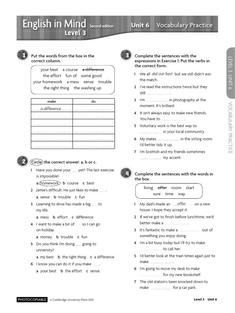 Level 3 Unit 6 Vocabulary Practice | PDF | Human Communication | Languages