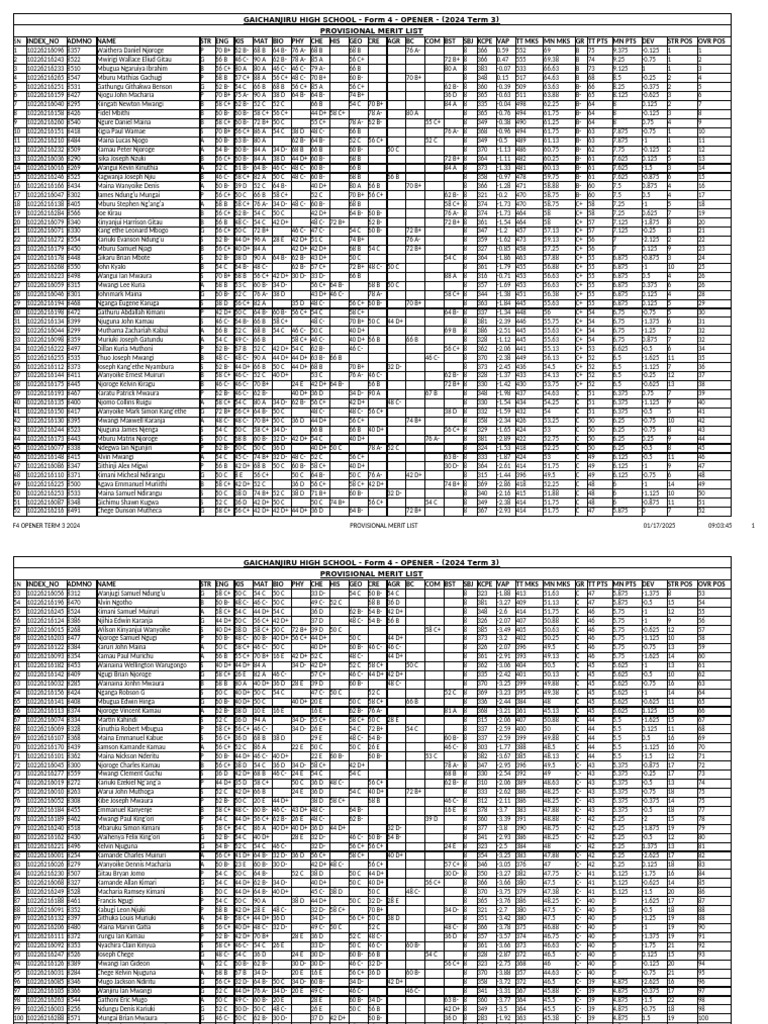Form 4 opener 2024 term 3 merit list pdf