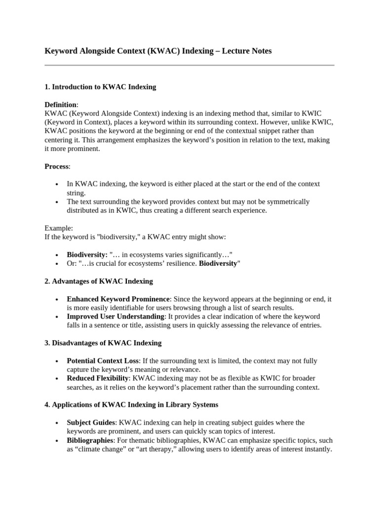 Understanding KWAC Indexing Methods | PDF | Search Engine Optimization ...