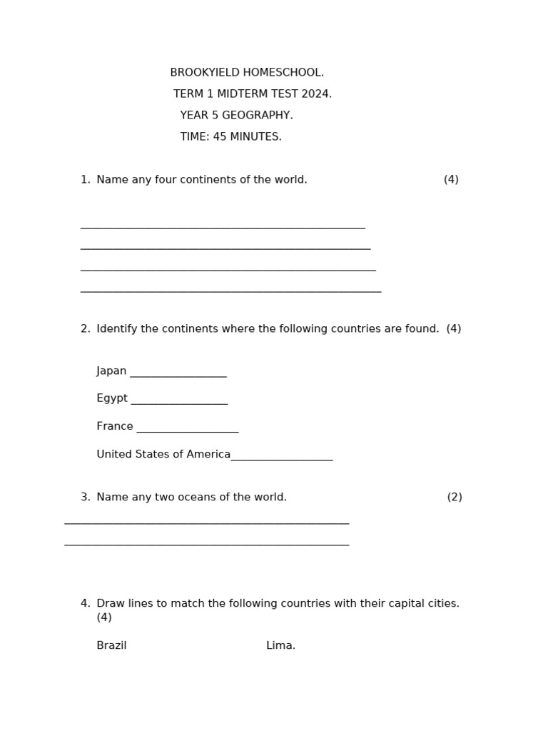 GEOGRAPHY TEST. | PDF | Amazon Rainforest | Trees