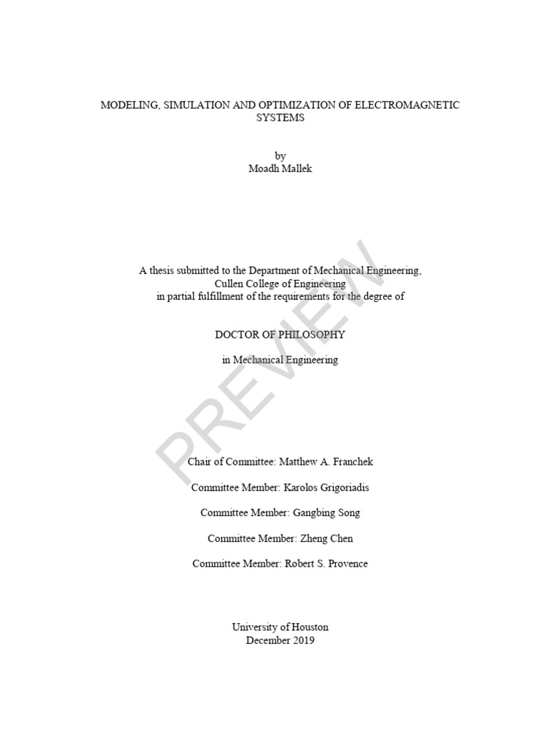 MODELING, SIMULATION AND OPTIMIZATION OF ELECTROMAGNETIC Systems | PDF ...