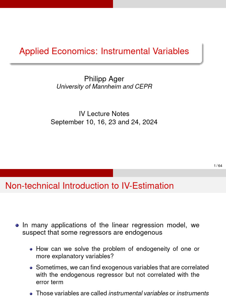 Understanding Instrumental Variables in IV-Estimation | PDF ...