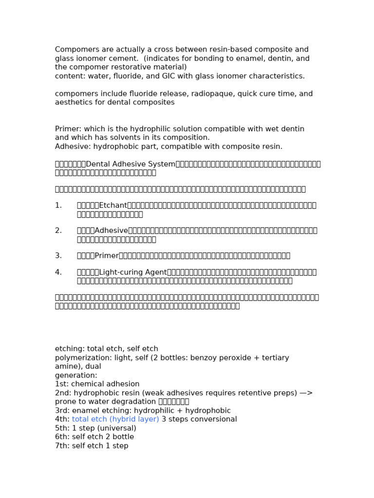 Compomers Are Actually A Cross Between Resin | PDF