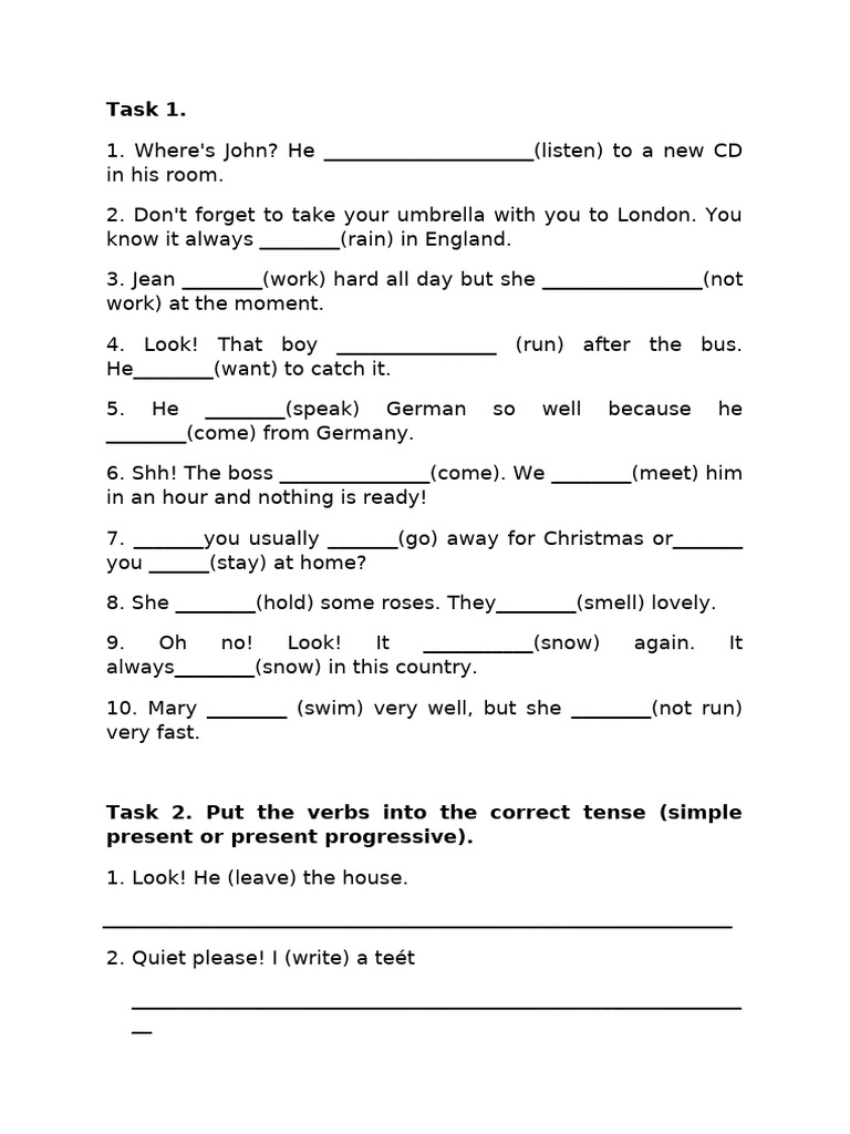 English Verb Tenses Practice Exercises | PDF