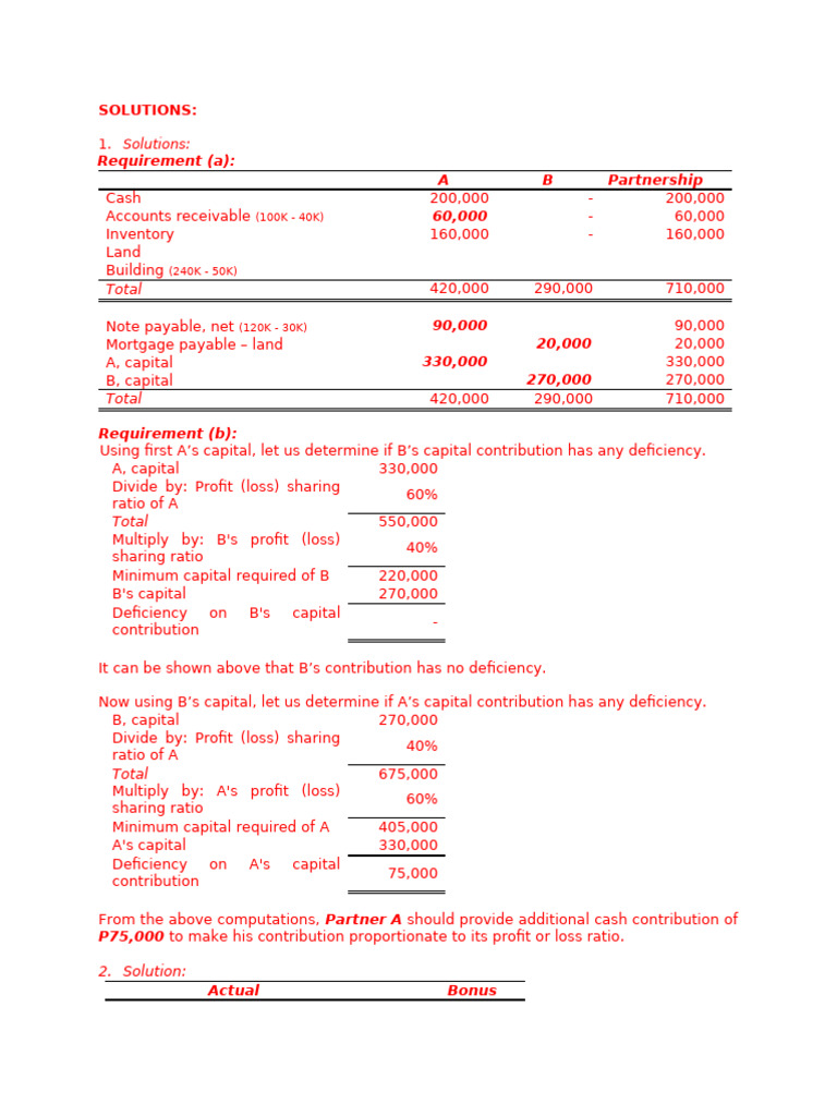 Partnership Capital Contribution Analysis | PDF | Investing | Financial ...