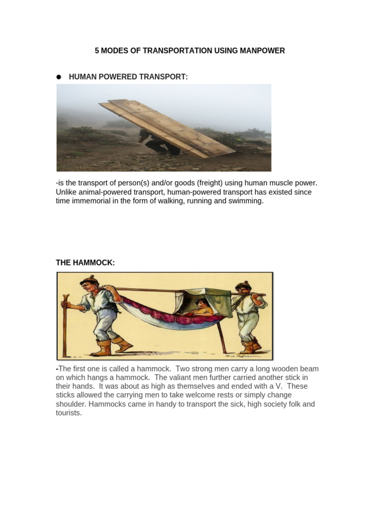 Human-Powered Transportation Methods | PDF | Sail | Transport