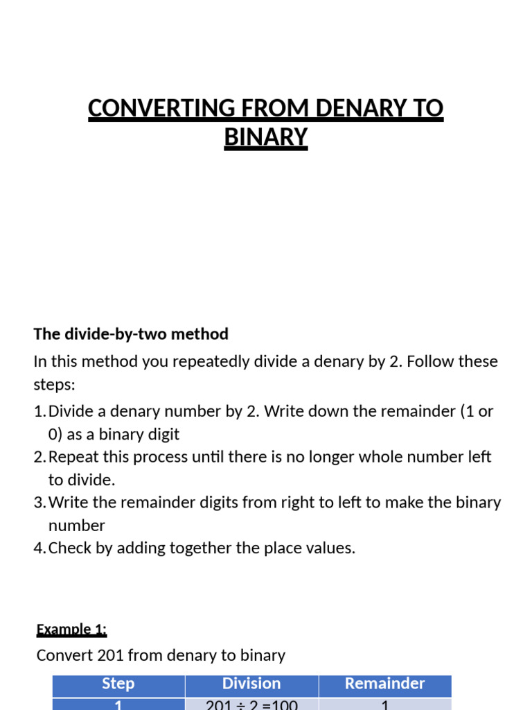 Converting From Denary To Binary | PDF
