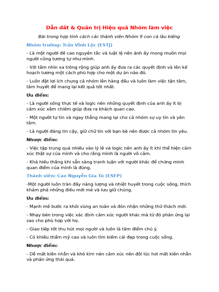 Nhóm 9 con cá lâu kiếng | PDF