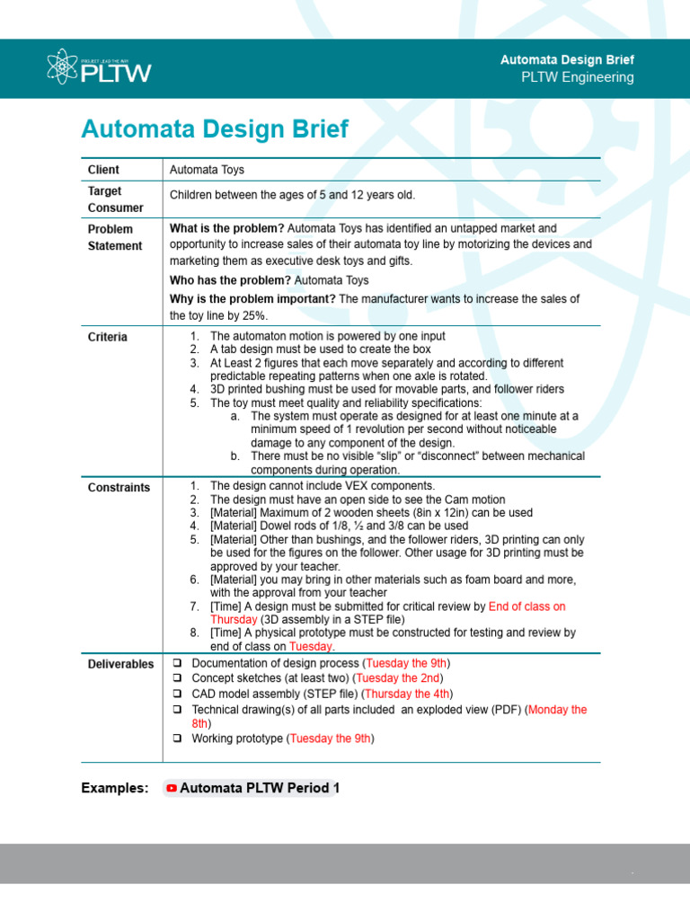 Automata Design Brief | PDF | Engineering