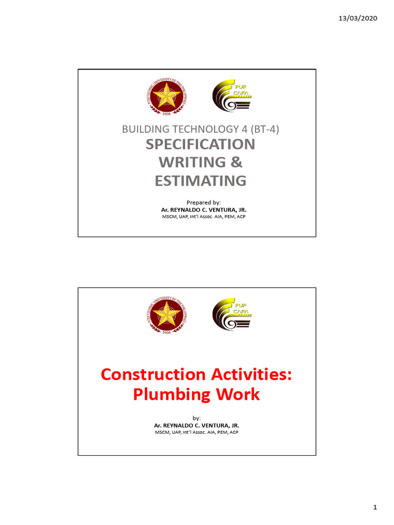 Plumbing Work Estimation Guide | PDF | Plumbing | Water Supply
