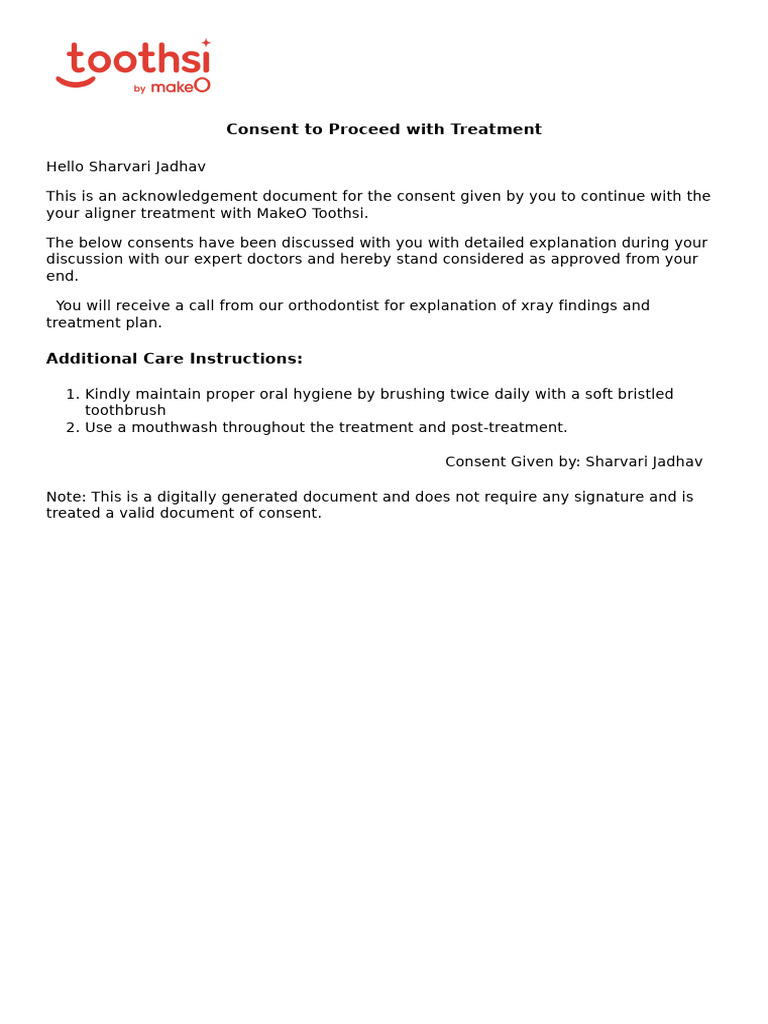 Consent for Aligner Treatment Confirmation | PDF