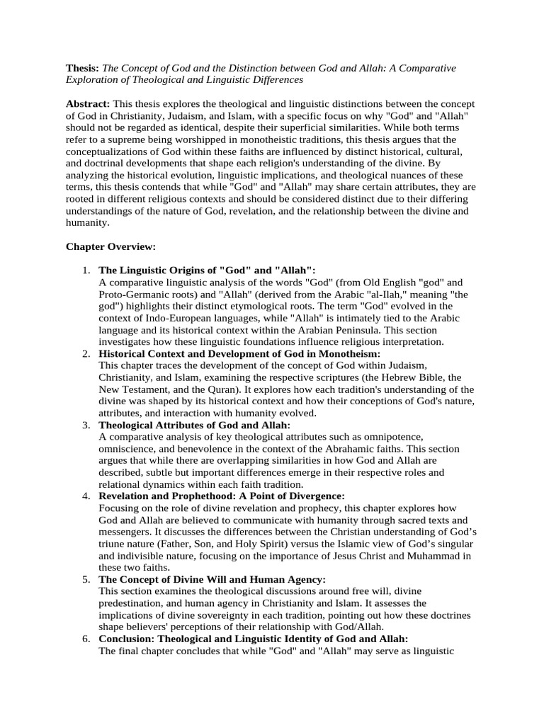 Distinctions Between God and Allah | PDF | God | God In Islam