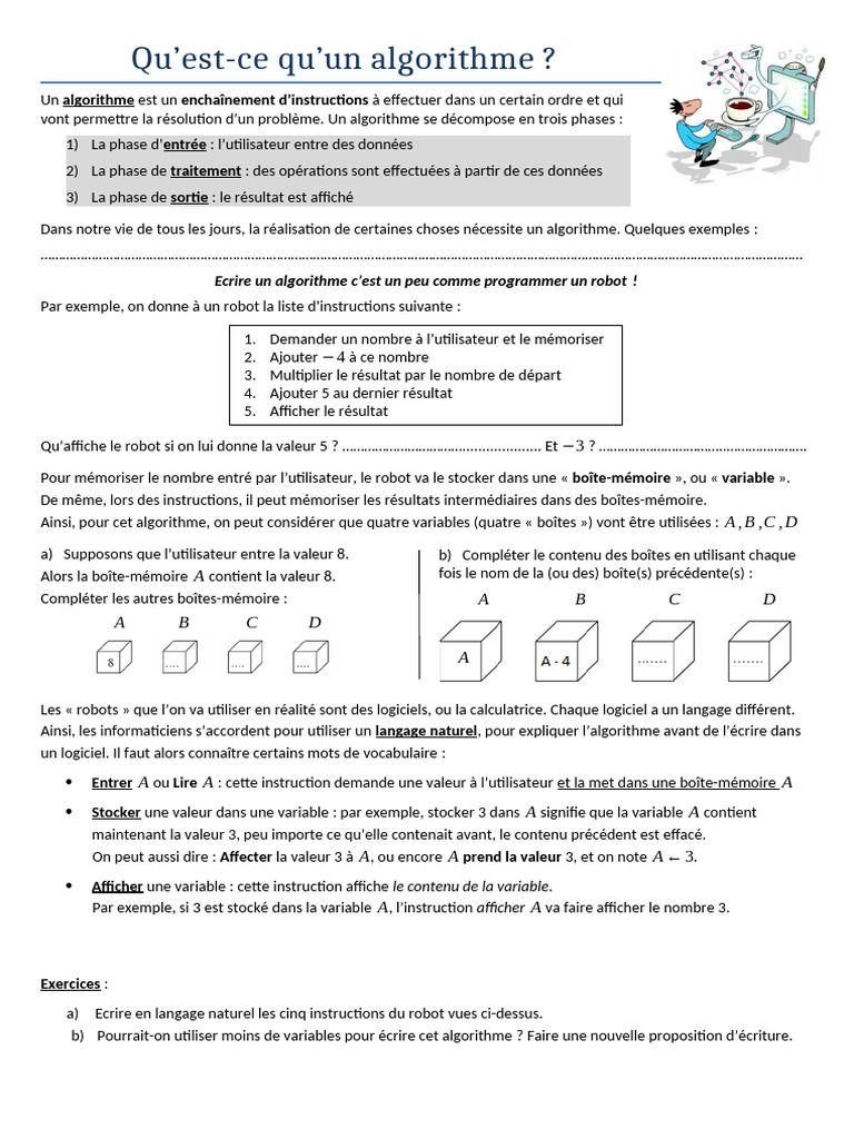 Comprendre les algorithmes en informatique | PDF | Langage de ...