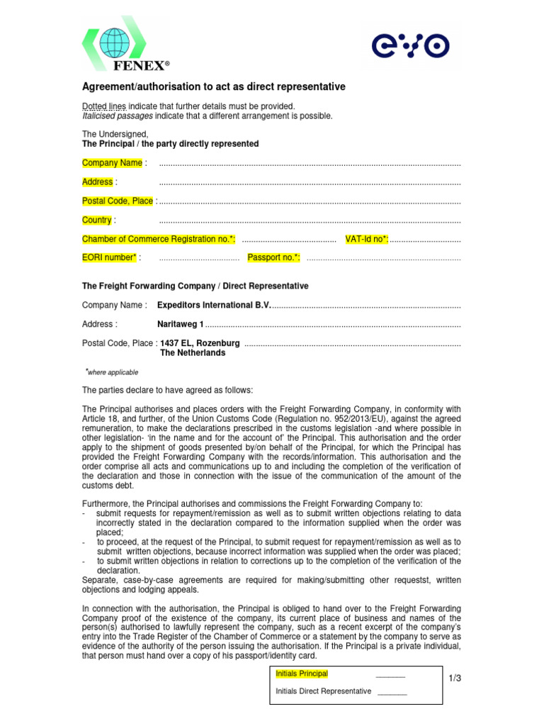 Customs Direct Representation Agreement | PDF | Customs | License
