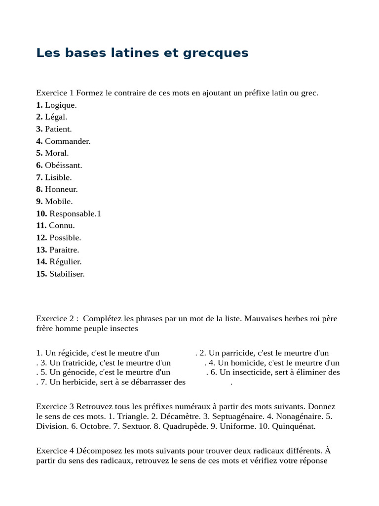 Préfixes et radicaux latins et grecs | PDF
