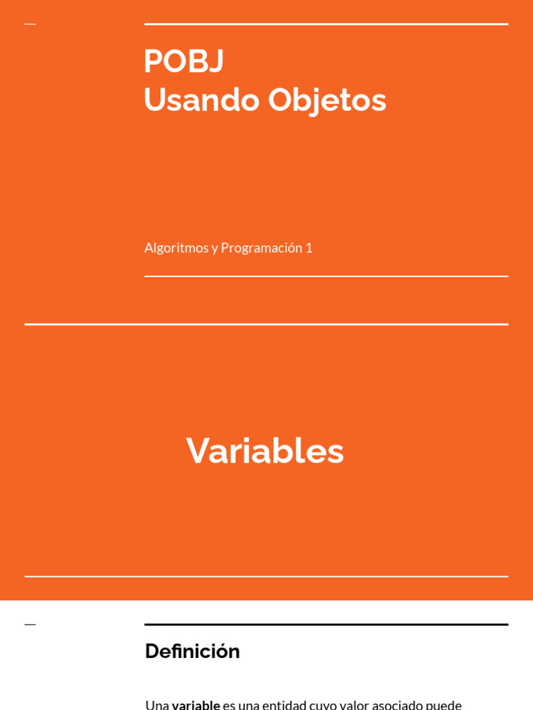 Variables y Objetos en Programación Java | PDF | Variable (informática ...