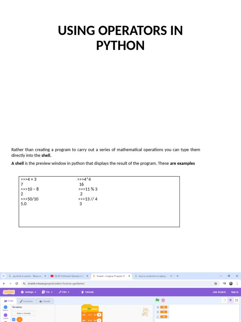 USING OPERATORS IN PYTHON | PDF