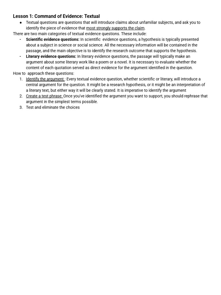 Mastering Textual Evidence Questions | PDF