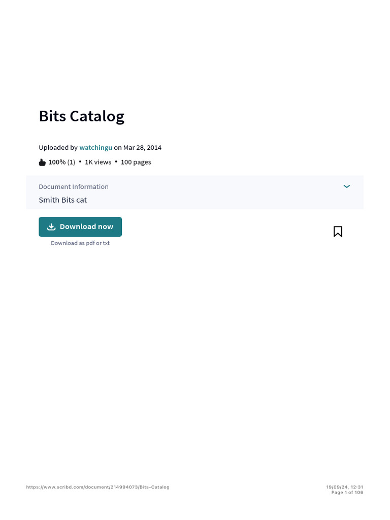 Bits Catalog - PDF - Simulation - Drilling | PDF | Scribd | Computing