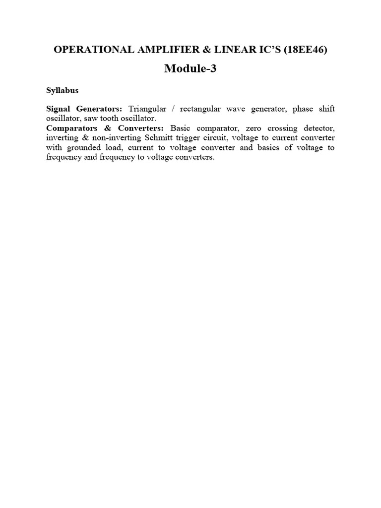 IV Sem Eee Lic Module-3 | PDF | Operational Amplifier | Amplifier