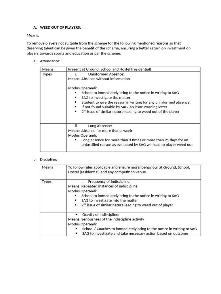 Weedout and Transfer SOP | PDF