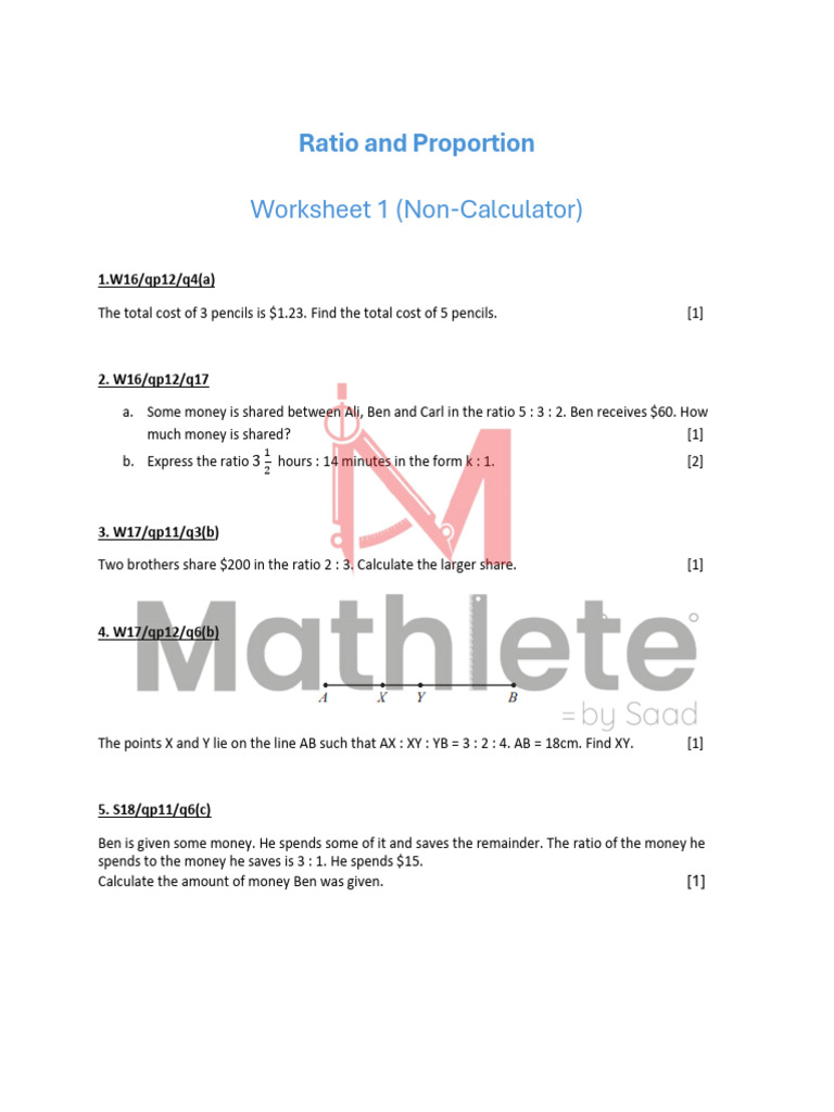 Ratio and Proportion Worksheet Answers | PDF