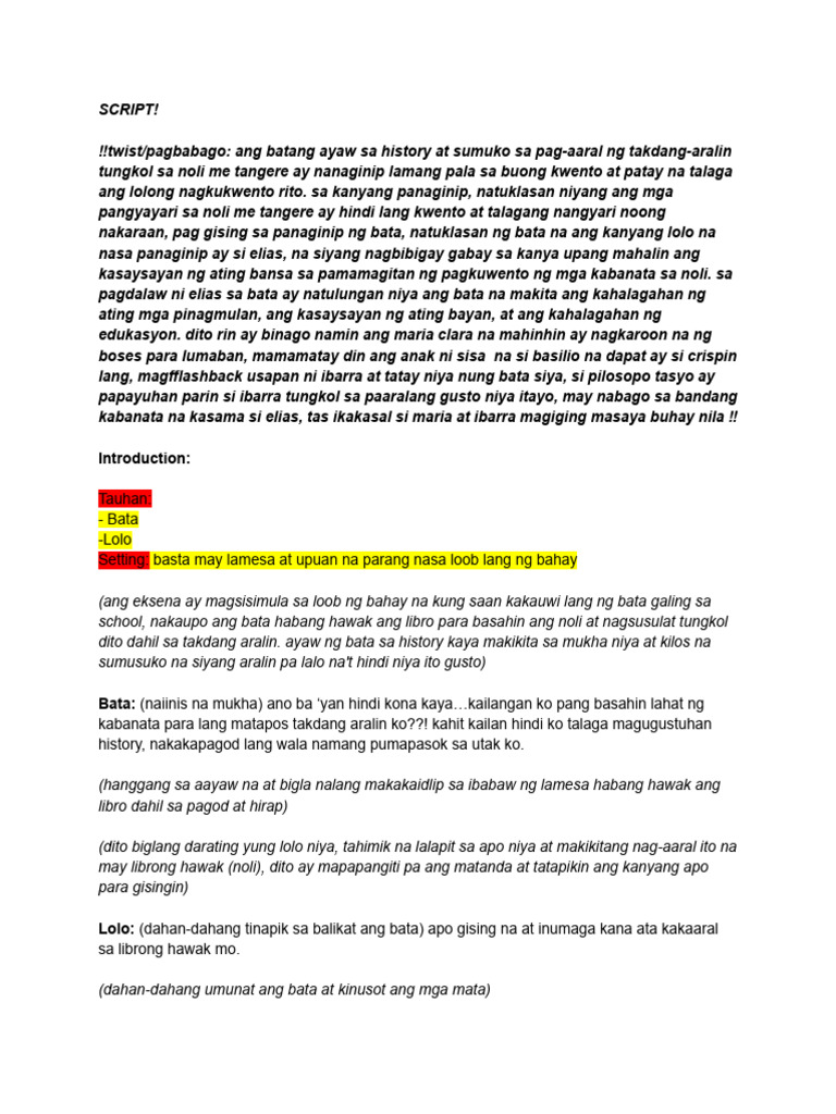 Script For Noli | PDF