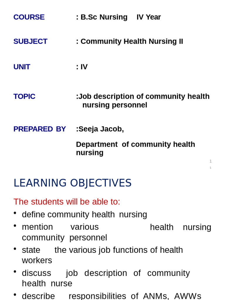 Community Health Nursing Roles Explained | PDF | Nursing | Sanitation