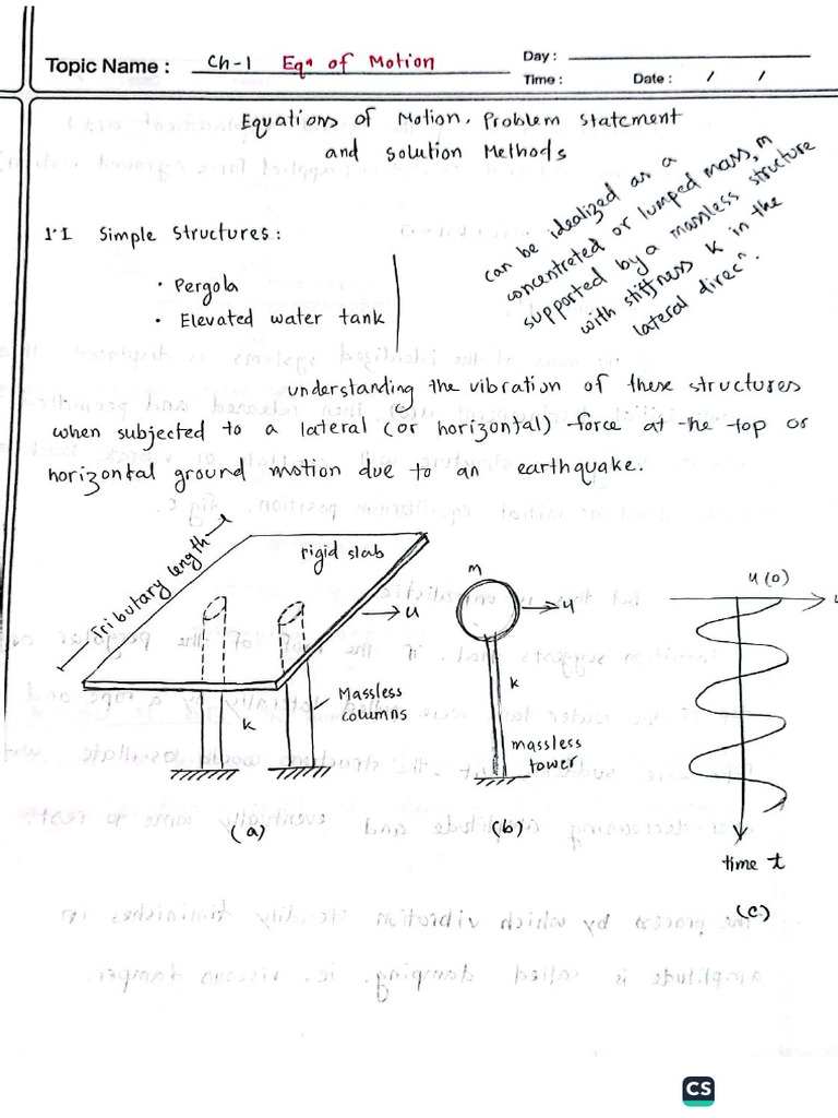 Equations of Motion + Free Vibration | PDF