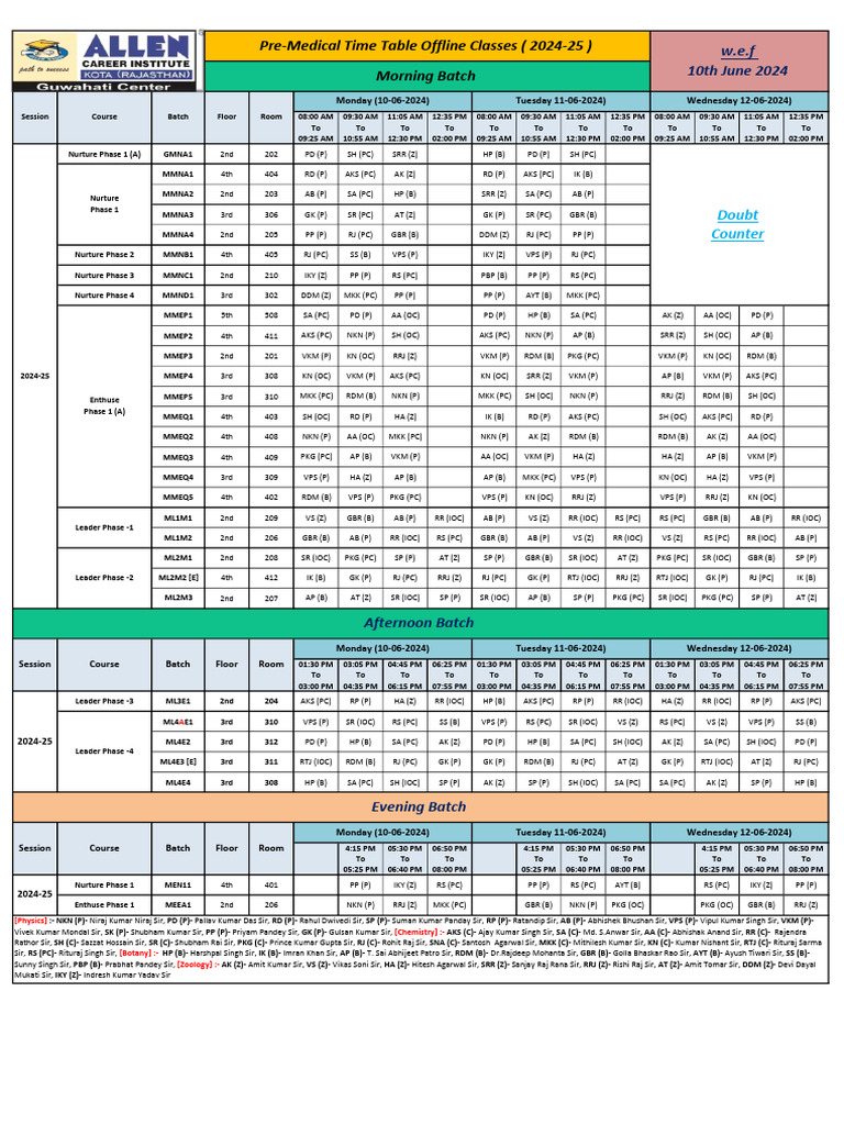 Pre - Medical-Time Table (10!06!24 To 12-06-24) | PDF