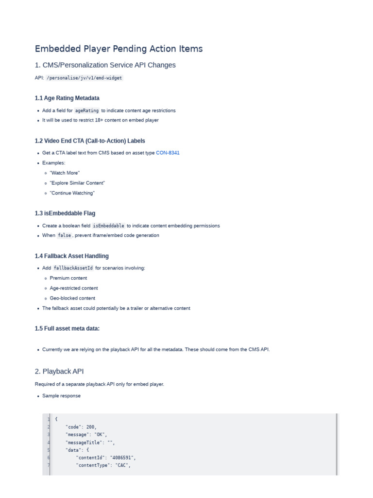 Embed Player API Action Items Overview | PDF | Software Engineering ...