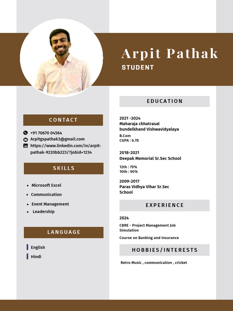 Arpit Pathak's Resume Overview | PDF