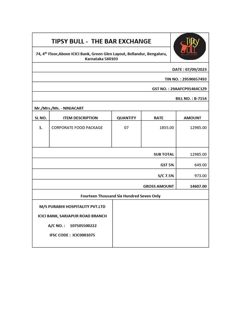 Restaurant Bill | PDF