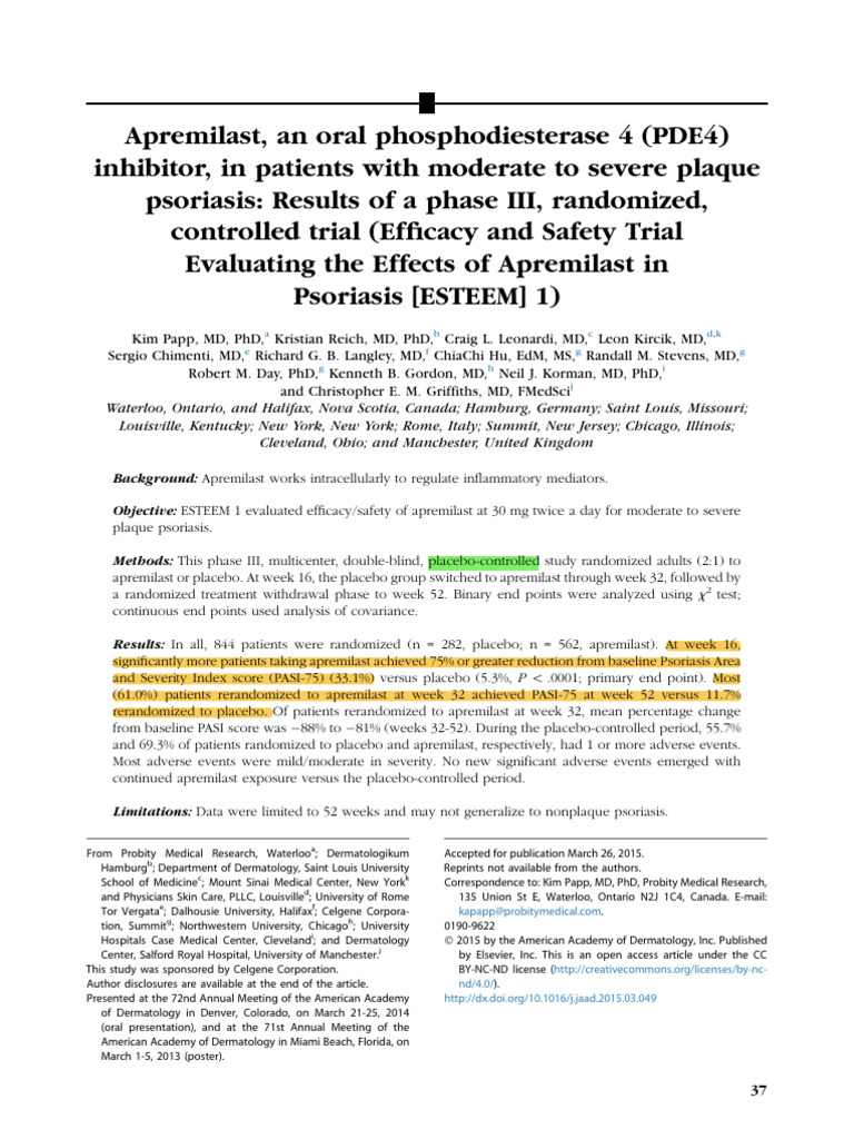 ESTEEM 1 - Efficacy and Safety Trial Evaluating The Effects of ...