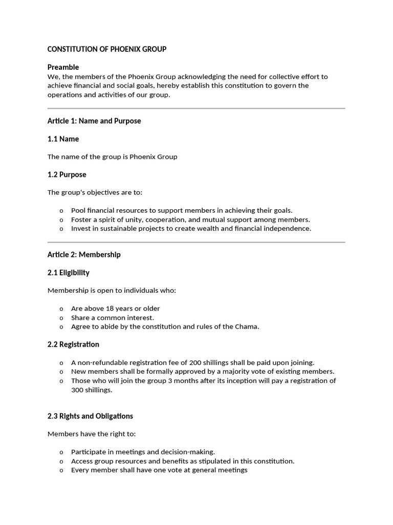 Phoenix Group Constitution Guide | PDF | Committee | Justice
