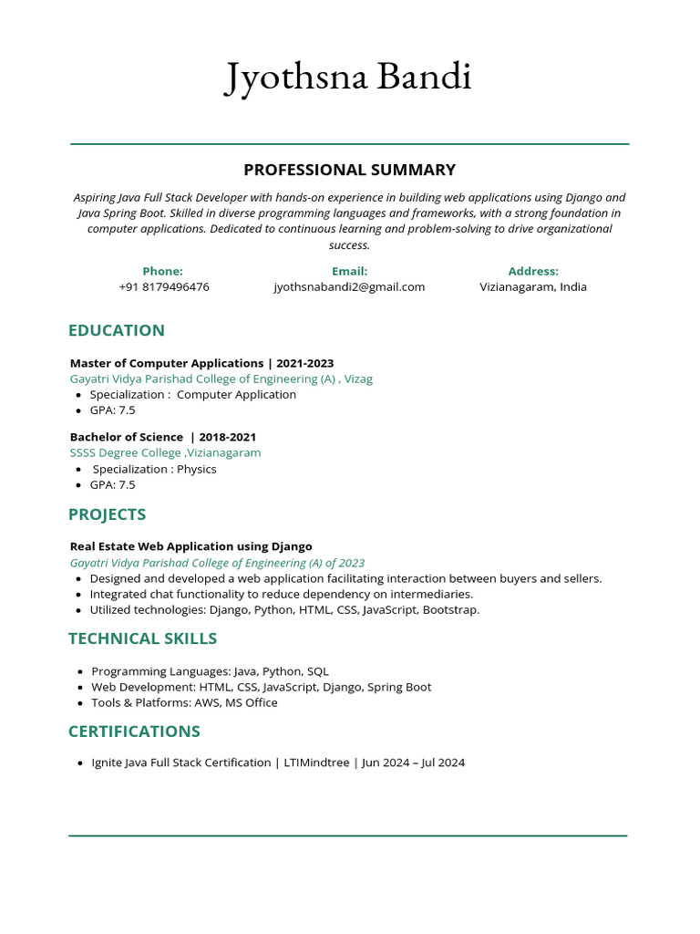 Aspiring Java Full Stack Developer | PDF