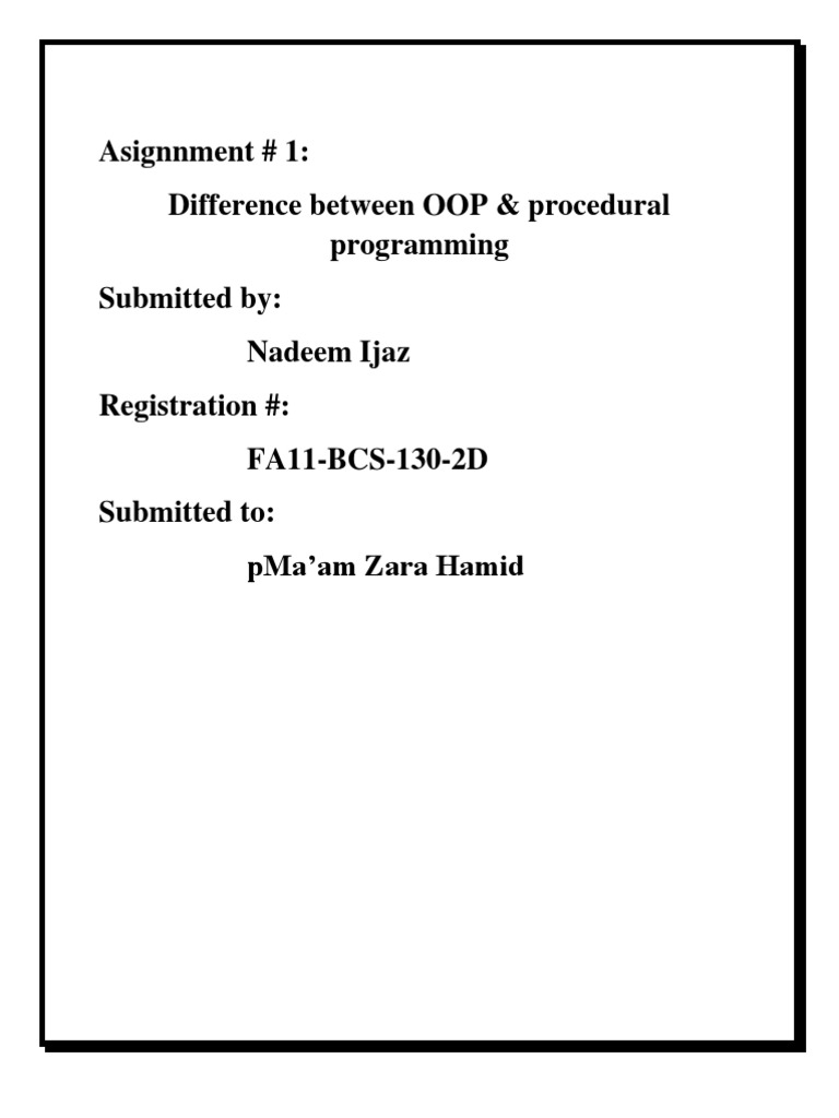 Comparing Object-Oriented Programming and Procedural Programming ...
