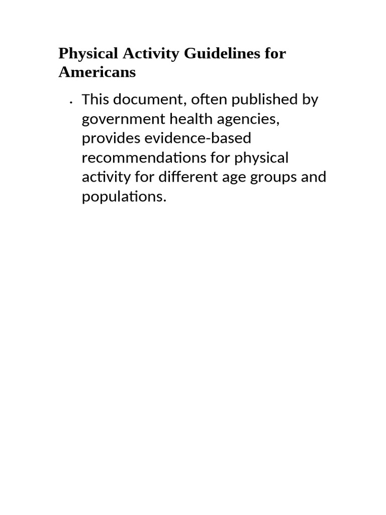 Physical Activity Guidelines For Americans | PDF