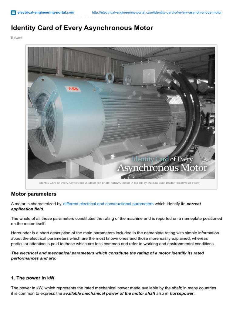 Identity Card of Every Asynchronous Motor | PDF | Electric Motor ...