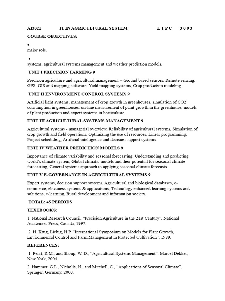 IT Applications in Agriculture Systems | PDF | Agriculture | Geographic ...
