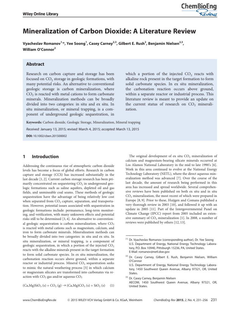 carbon mineral review | PDF | Carbon Sequestration | Carbon Capture And ...