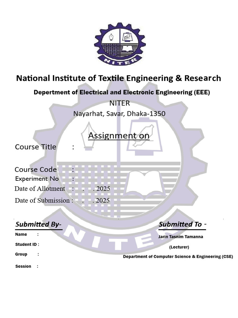 CSE Lab Report Cover Page 02 | PDF