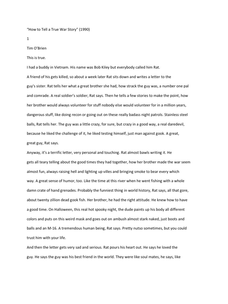 How To Tell A True War Story | PDF | Truth | Armed Conflict