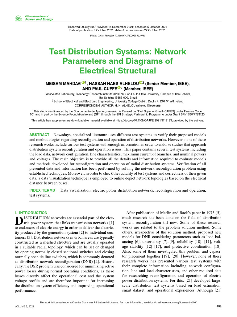 Test Systems for Distribution Network Analysis | PDF | Electric Power ...